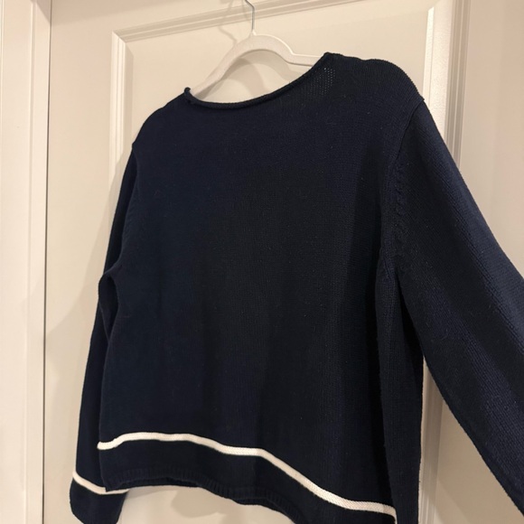 Vintage Liz Claiborne Anchor Nautical Knit Pullover Sweater-Navy Blue - Picture 11 of 12